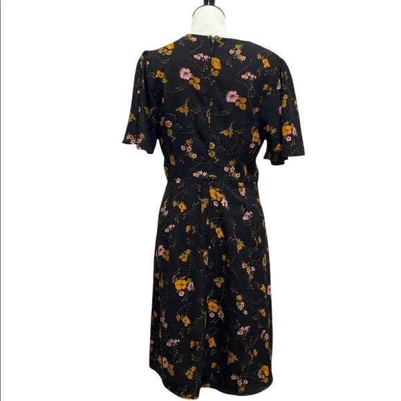Modcloth Dresses & Skirts - ModCloth Black Floral Faux Wrap Dress Size 12